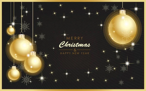 Merry Christmas Happy New Year Gift Card Background Golden Christmas — Stockvektor