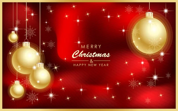 Різдвом Новим Роком Подарункова Листівка Фон Золотими Різдвяними Прикрасами Кульками — стоковий вектор
