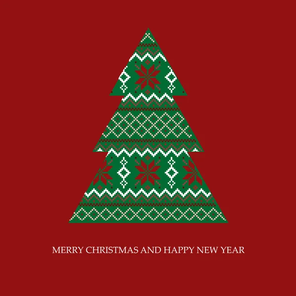 Merry Christmas Happy New Year Gift Card Christmas Tree Vector 图库插图