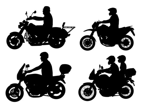 Silhouette motociclisti — Vettoriale Stock