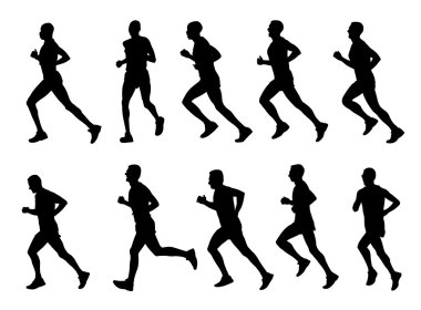 10 kaliteli maraton koşucular silhouettes