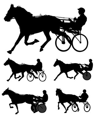 Trotters race silhouettes clipart