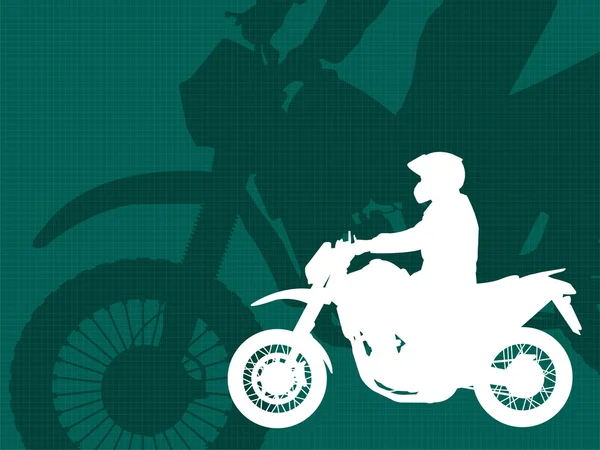 Silhouette motocycliste sur fond abstrait — Image vectorielle