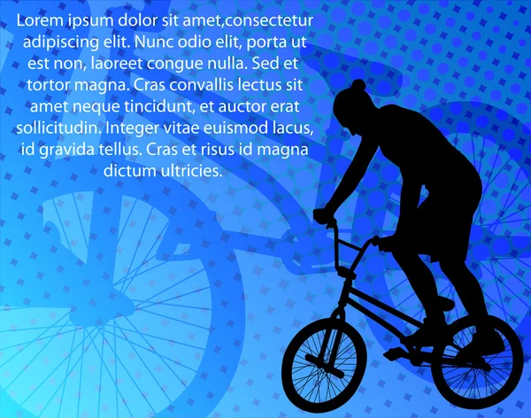 Stunt bicycliste sur le fond abstrait — Image vectorielle