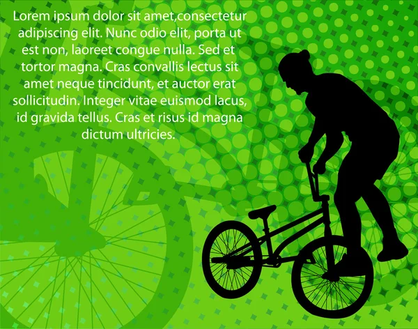 Stunt bicycliste sur le fond abstrait — Image vectorielle