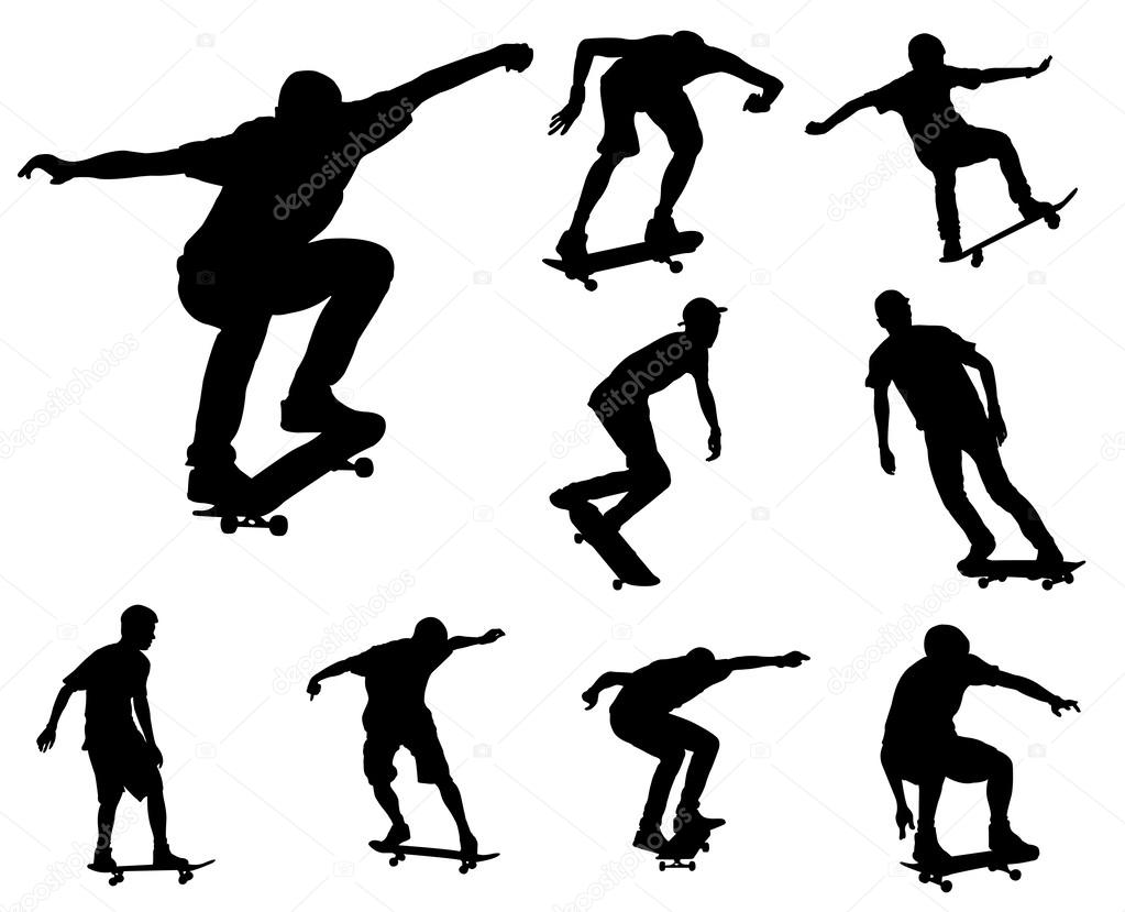 Skateboarders silhouettes