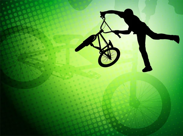 Bmx cyclist on the abstract background - vector — Stock Vector