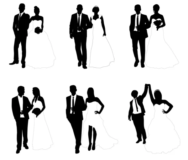 Parejas de boda — Vector de stock