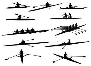 Rowing silhouettes clipart