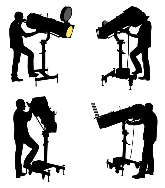 Follow spot operator silhouettes — Stock Vector