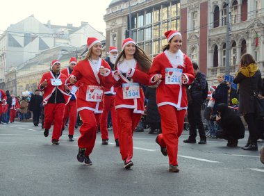 altıncı yıllık Belgrad santas kimliği belirsiz katılımcıları yarış Aralık 29, 2013 içinde Belgrad, Sırbistan