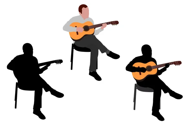 Чоловік грає на акустичній гітарі ілюстрації — стоковий вектор