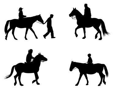 Riding horses silhouettes clipart