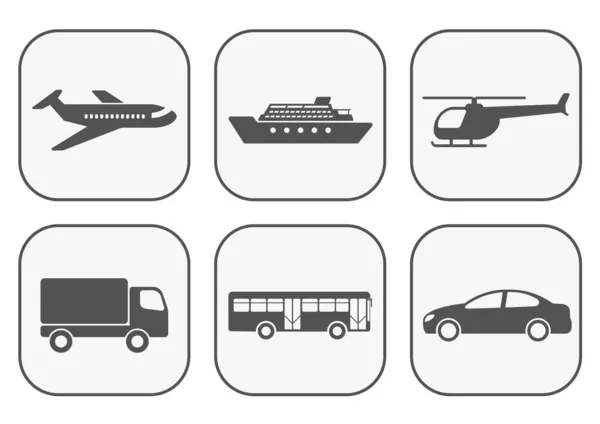 Iconos Transporte Diseño Plano Simple Vector — Vector de stock