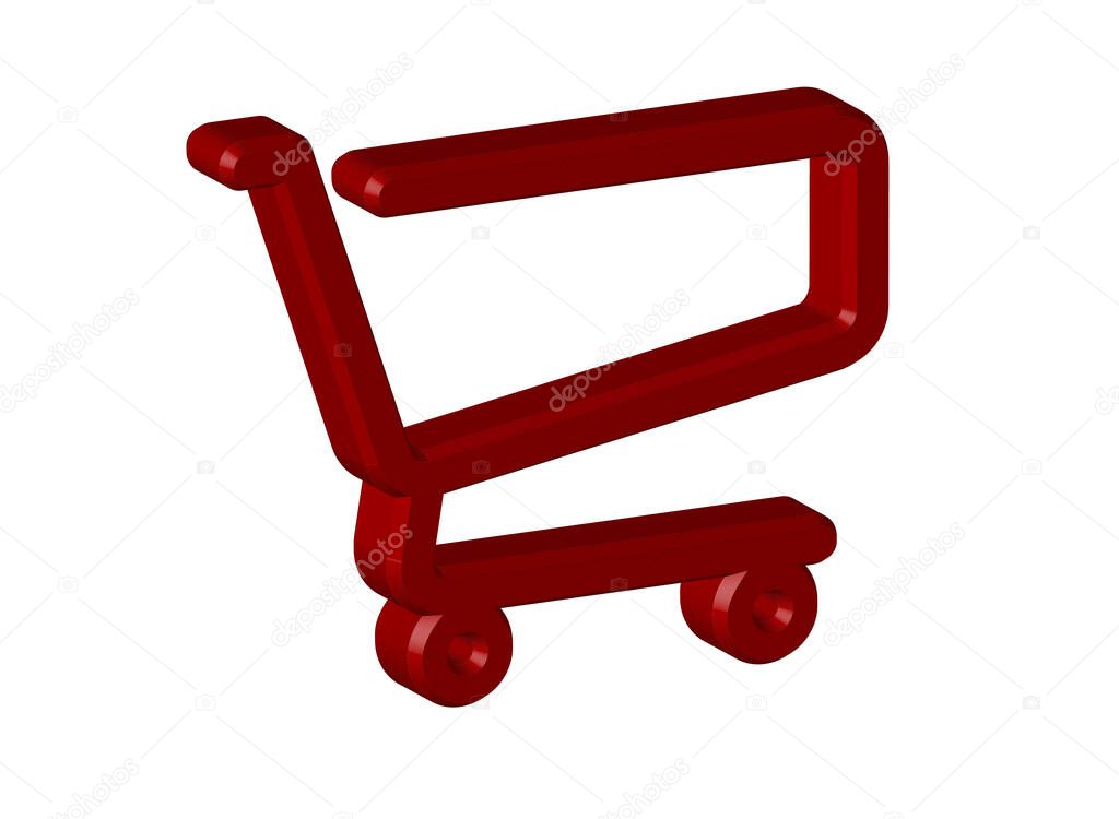 shopping cart, simple 3D icon - vector