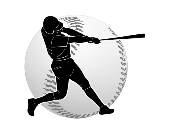 Baseball Játékos Silhouette Vektor — Stock Vector