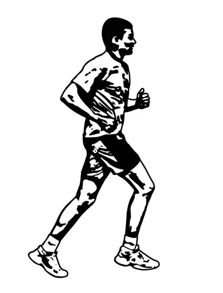 Croquis Coureur Silhouette Vecteur — Image vectorielle