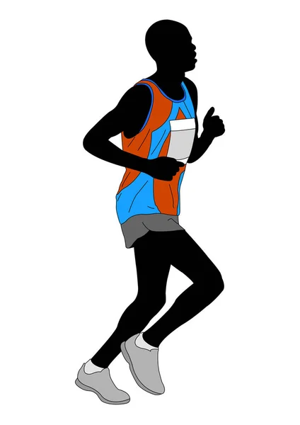 Maraton Löpare Färg Sportkläder Vektor Illustration — Stock vektor