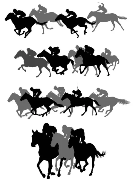 Siluetas Carrera Caballos Ilustraciones Vectoriales — Archivo Imágenes Vectoriales