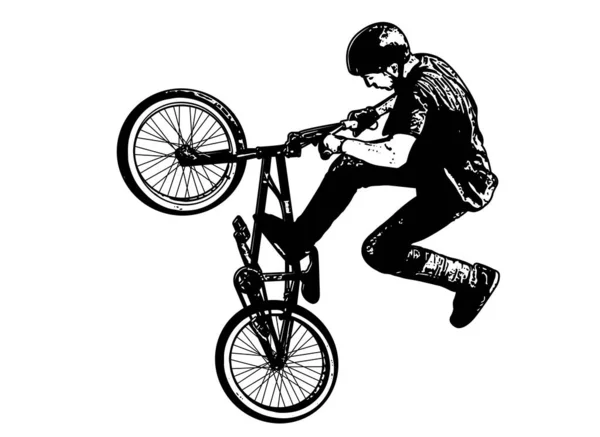 Bmx Stops Cyclist Sketch Vector Arts — 스톡 벡터