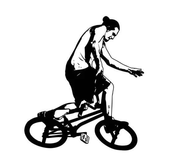 Bmx Bicycliste Effectuant Des Tours Cascade Croquis Vectoriel Illustration — Image vectorielle