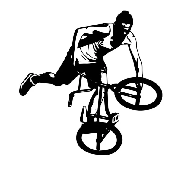 Bmx Cyklista Provádějící Kaskadérské Triky Skica Vektorové Umělecké Dílo — Stockový vektor