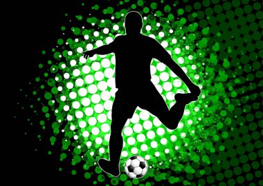 futbol oyuncusu silueti yarım ton üzerinde sıçrama arkaplanı - vektör artwor