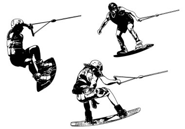 wake board skeç çizimi - vektör