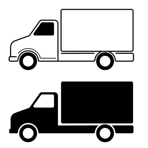 Delivery Truck Simple Flat Icons Vector Artwork — Vetor de Stock