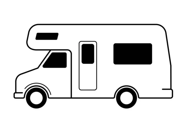 Camper Camping Van Simple Flat Icon Vector Artwork — Stok Vektör