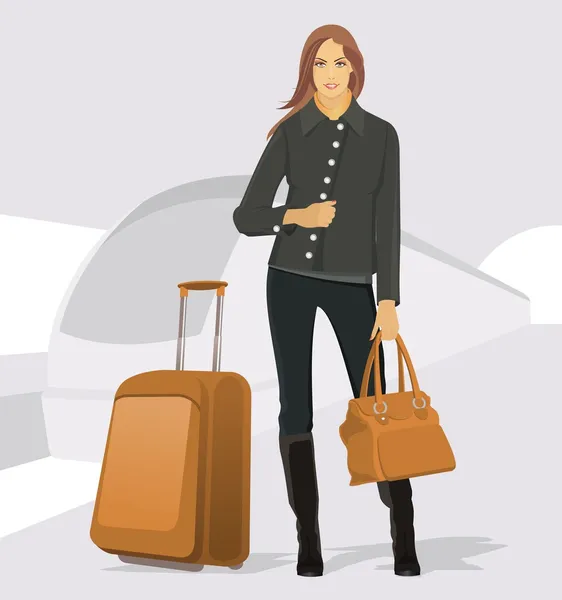 Traveling young woman — Stock Vector