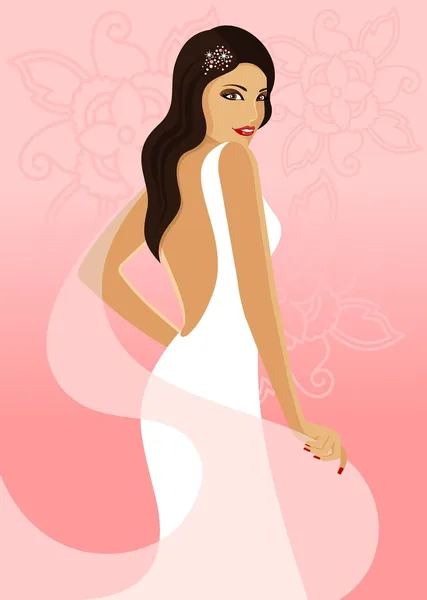 Bride on a pink background — Stock Vector