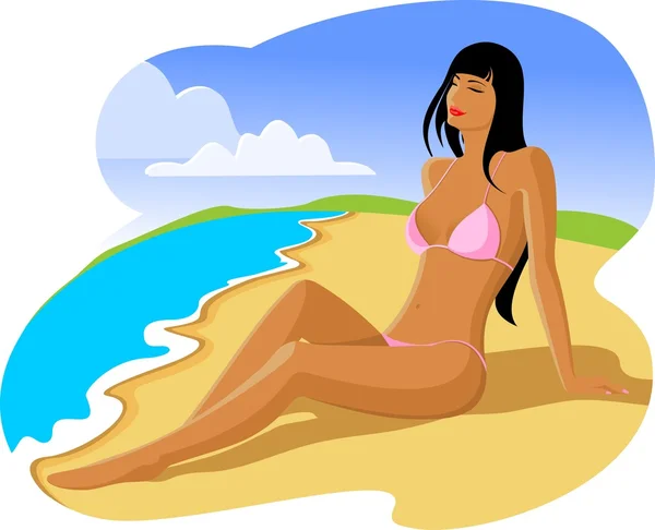 Girl on the beach Vector Graphics