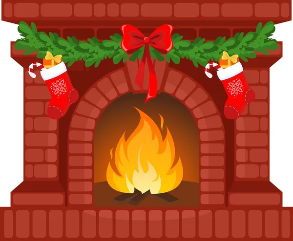 Christmas fireplace — Stock Vector