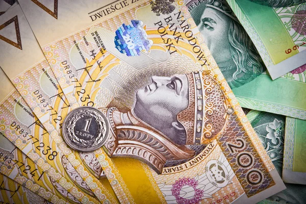Pozadí z bankovky peněz polských — Stock fotografie