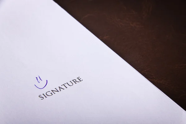 Humorous signature on a document — Stock Photo, Image