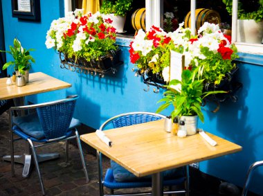 Vintage eski moda Cafe sandalye masa Kopenhag, denm