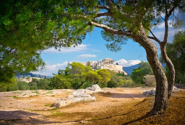 Υπέροχη θέα της αρχαίας ακρόπολης, Αθήνα, Ελλάδα — Φωτογραφία Αρχείου