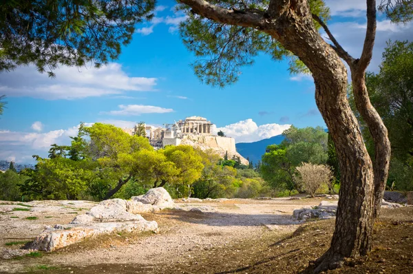 Υπέροχη θέα της αρχαίας ακρόπολης, Αθήνα, Ελλάδα — Φωτογραφία Αρχείου