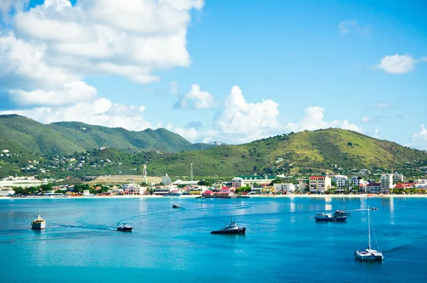 Beautiful panorama of Philipsburg, Saint Martin, Caribbean Islan Royalty Free Stock Images