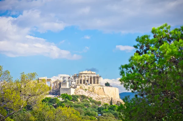 Hermosa vista de la antigua Acrópolis, Atenas, Grecia —  Fotos de Stock