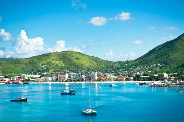 Beautiful panorama of Philipsburg, Saint Martin, Caribbean Islan Stock Photo