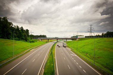 Otoban görünümünü bulutlu bir günde, Polonya