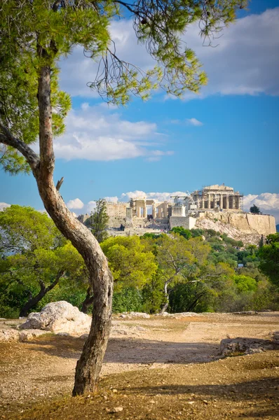 Hermosa vista de la antigua Acrópolis, Atenas, Grecia — Foto de Stock