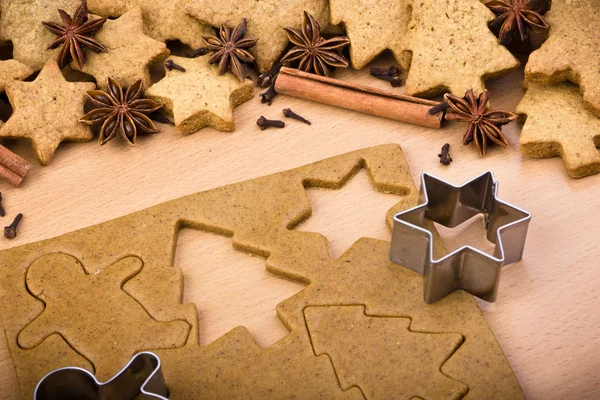 Baking ingredients for Christmas cookies and gingerbread — Stock Photo, Image