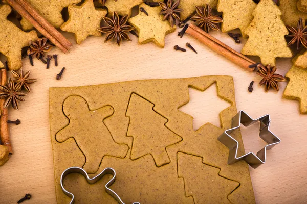 Baking ingredients for Christmas cookies and gingerbread — Stock Photo, Image