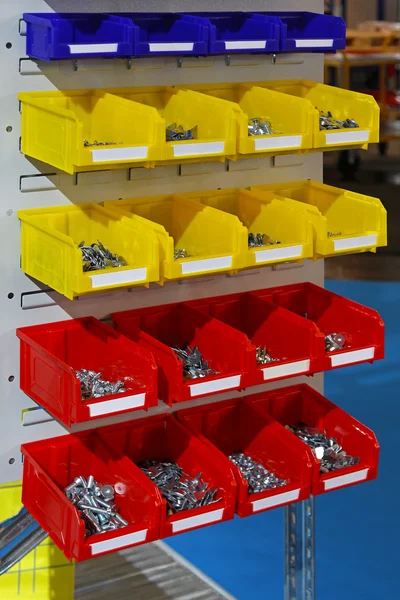 Sorting parts bins — Stock Photo, Image