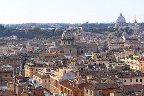 Rome cityscape with St Peter Cathedral dome in Vatican