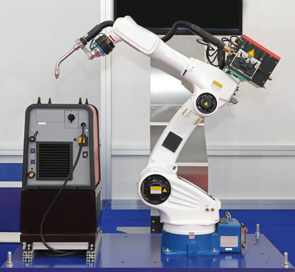 Robotic arm welder Stock Image