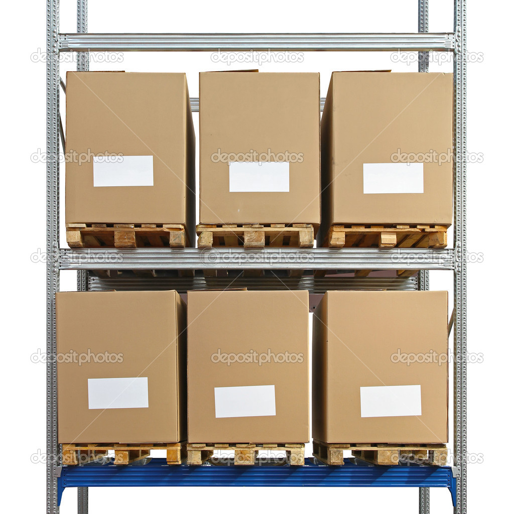 Warehouse shelving boxes